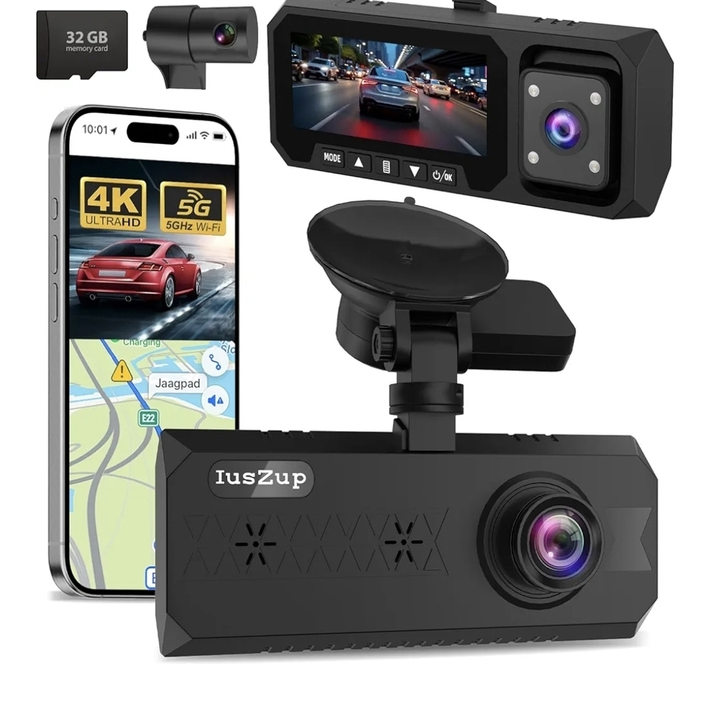 Black Dual Dash Cam with 4K Ultra HD and WiFi